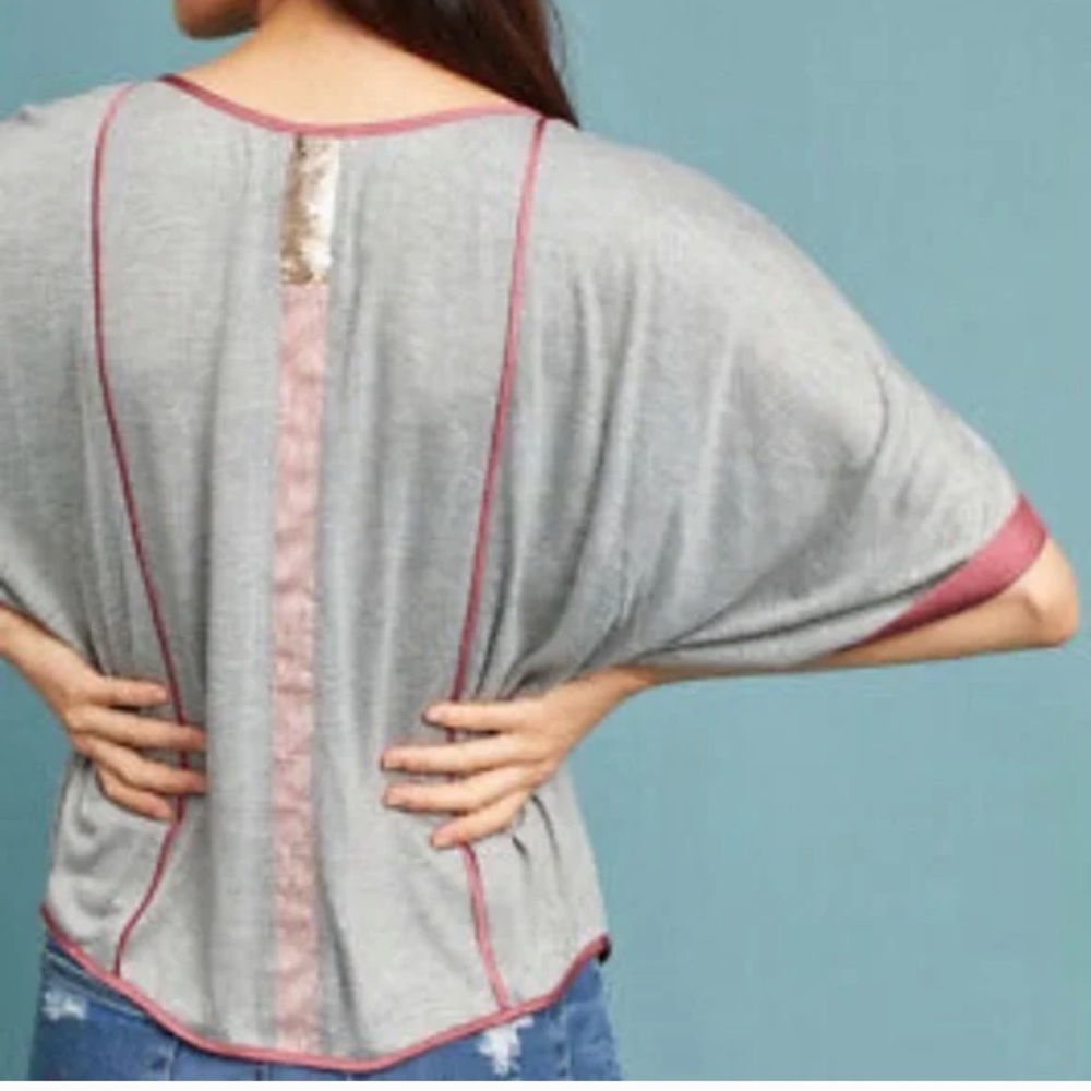 Anthropologie Patchwork Blouse Sequin Diamond Flo… - image 2